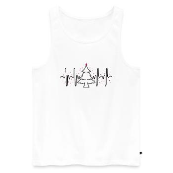 Battement de coeur de Noël ECG étoiles Sapin de Noël - Débardeur bio Premium Homme - blanc - Devant - Michal (187cm)