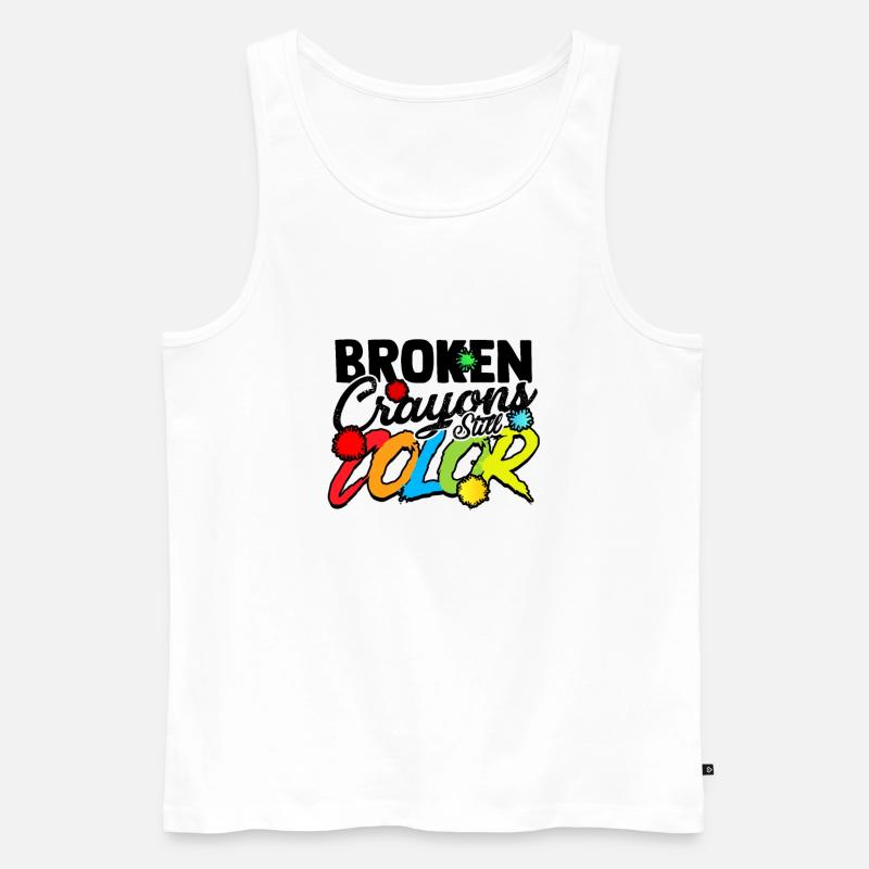 Crayons cassés encore de couleur - Positivity ADHD Hope - Débardeur bio Premium Homme - blanc