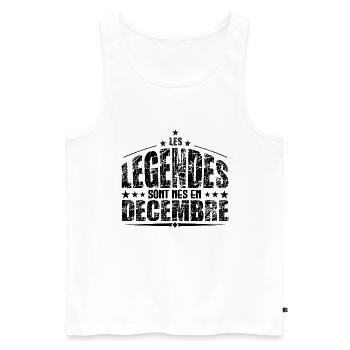 Décembre | les Légendes sont nés en Décembre Anniv - Débardeur bio Premium Homme - blanc - Devant - Michal (187cm)