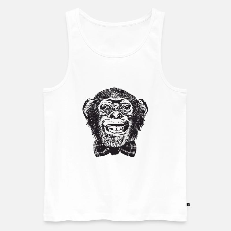 Affe Nerd - Männer Premium Bio Tank Top - Weiß