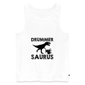 Drum kit dinosaur | Drummer musician gifts - Men's Premium Organic Tank Top - white - Front - Michal (187cm)