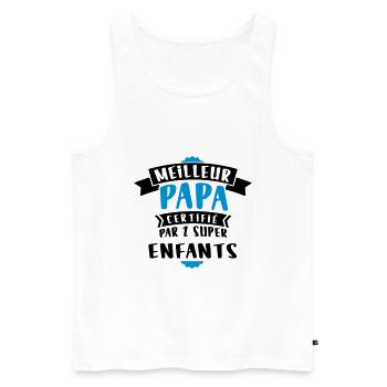 Meilleur papa de 2 enfants - Débardeur bio Premium Homme - blanc - Devant - Michal (187cm)