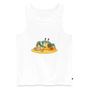Crabe musicien avec violon sur la plage - Débardeur bio Premium Homme - blanc - Devant - AI Model Male 178 light (178cm)