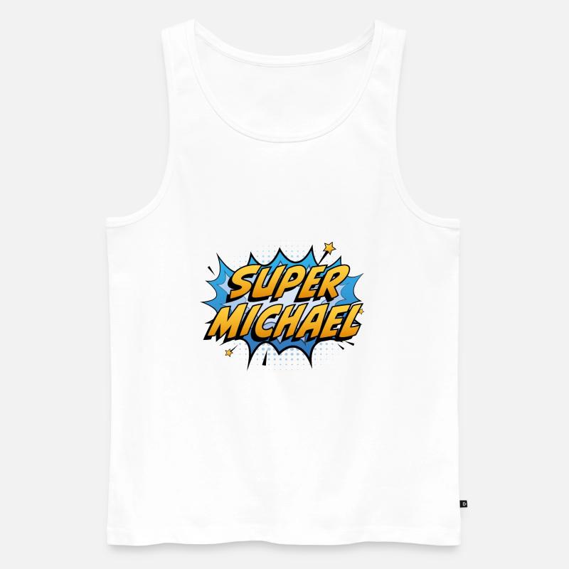 Super Michael - Männer Premium Bio Tank Top - Weiß