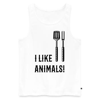I Like Animals! (Grill Cutlery / Black) - Men's Premium Organic Tank Top - white - Front - Michal (187cm)