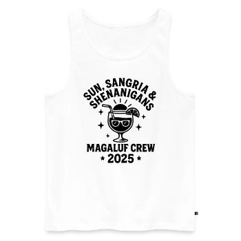 Soleil, Sangria et manigances Magaluf Crew 2025 - Débardeur bio Premium Homme - blanc - Devant - Michal (187cm)