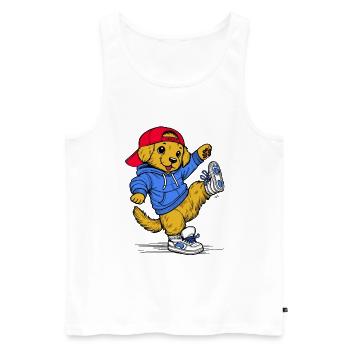 Dance Vibes: Golden Retriever - Männer Premium Bio Tank Top - Weiß - Vorne - Michal (187cm)