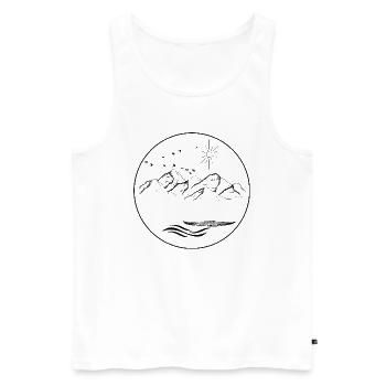 Der See am Berg - Männer Premium Bio Tank Top - Weiß - Vorne - AI Model Male 178 light (178cm)