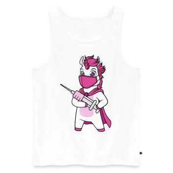 Vaccination vaccinée Licorne immunicorne - Débardeur bio Premium Homme - blanc - Devant - AI Model Male 178 light (178cm)