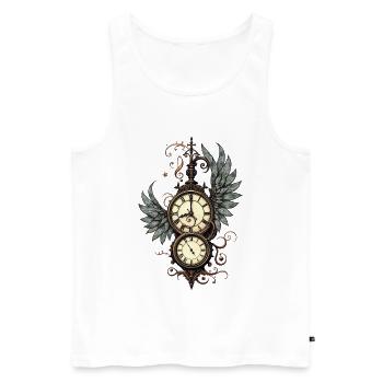 Fleurs et mécanique : la magie de l’horloge steampunk. - Débardeur bio Premium Homme - blanc - Devant - Michal (187cm)
