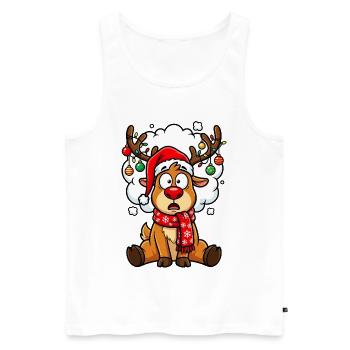 Weihnachten Rentier Cartoon Humor - Männer Premium Bio Tank Top - Weiß - Vorne - Michal (187cm)
