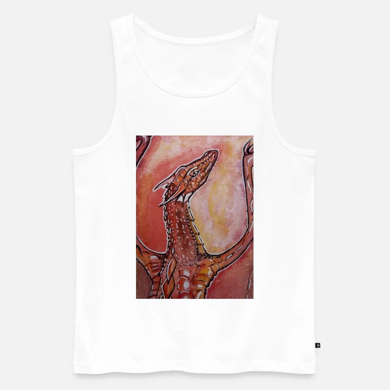 Roter Drache handgemalt  - Männer Premium Bio Tank Top - Weiß