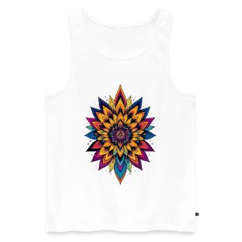 Bunte LSD Blume Mandala Farbexplosion Blumenstern - Männer Premium Bio Tank Top - Weiß - Vorne - AI Model Male 178 light (178cm)