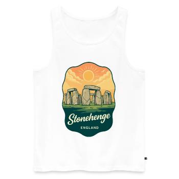 Stonehenge England Vintage Sunset Reiseabzeichen - Männer Premium Bio Tank Top - Weiß - Vorne - AI Model Male 178 light (178cm)