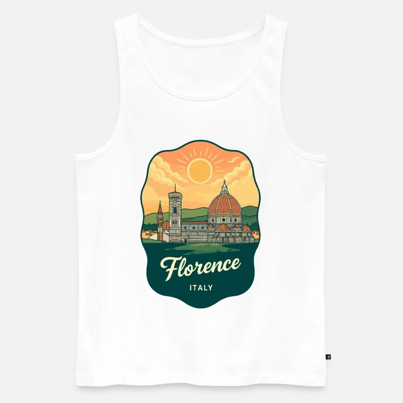Florence Duomo Retro Sonnenuntergangs-Reiseabzeichen - Männer Premium Bio Tank Top - Weiß