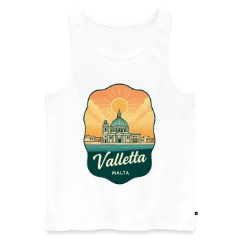 Valletta Malta Retro Sunset Travel Badge - Men's Premium Organic Tank Top - white - Front - AI Model Male 178 light (178cm)