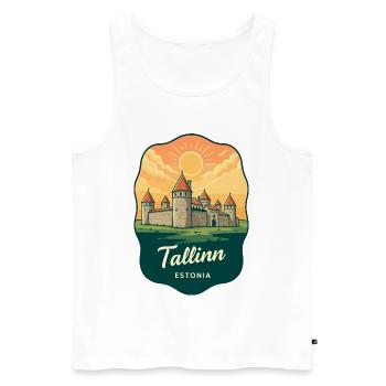 Tallinn Medieval City Vintage-Abzeichen - Männer Premium Bio Tank Top - Weiß - Vorne - AI Model Male 178 light (178cm)