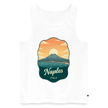 Naples Mount Vesuvius Retro Travel Badge - Men's Premium Organic Tank Top - white - Front - Michal (187cm)