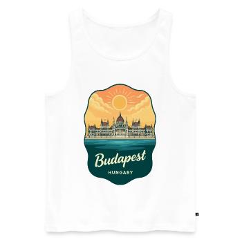 Budapester Parlament Vintage Sunset Abzeichen - Männer Premium Bio Tank Top - Weiß - Vorne - AI Model Male 178 light (178cm)
