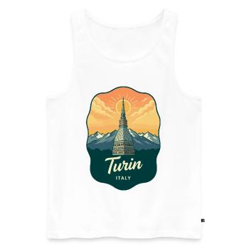 Turin Mole Antonelliana Vintage Travel Badge - Men's Premium Organic Tank Top - white - Front - Michal (187cm)