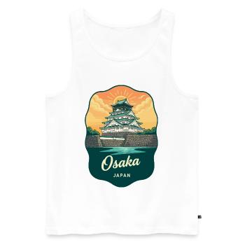 Osaka Castle Japan Retro Sunset Travel Badge - Men's Premium Organic Tank Top - white - Front - Michal (187cm)
