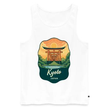 Kyoto Golden Pavilion Vintage Sunset Badge - Men's Premium Organic Tank Top - white - Front - AI Model Male 178 light (178cm)