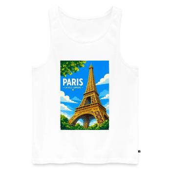 Paris Ville Lumière - Débardeur bio Premium Homme - blanc - Devant - Michal (187cm)