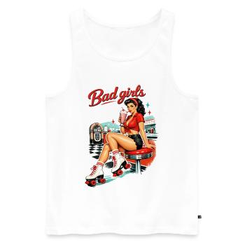 Pin-Up Girl Rétro : Bad Girls style diner années 50 - Débardeur bio Premium Homme - blanc - Devant - Michal (187cm)