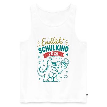Endlich Schulkind 2026 Dino - Männer Premium Bio Tank Top - Weiß - Vorne - Michal (187cm)