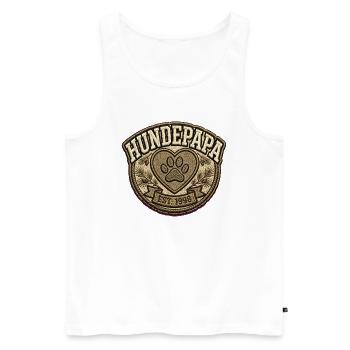 Hundepapa Shirt | Stolzer Hunde Papa Geschenk  - Männer Premium Bio Tank Top - Weiß - Vorne - Michal (187cm)