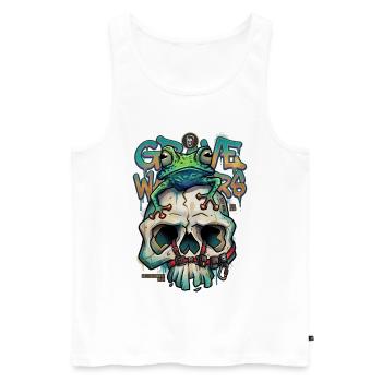 Grave Walkers Frog Skull Graffiti Streetwear Art - Men's Premium Organic Tank Top - white - Front - Michal (187cm)