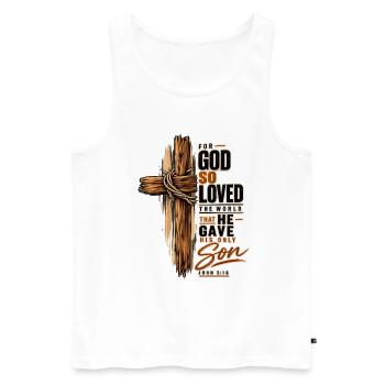 Johannes 3,16 Kreuz Jesus Liebe Christliches Shirt - Männer Premium Bio Tank Top - Weiß - Vorne - Michal (187cm)