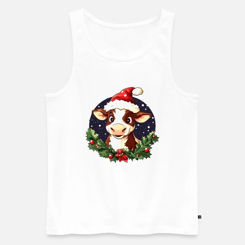 Kuh Weihnachtsmann - Männer Premium Bio Tank Top - Weiß