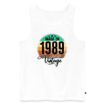 Vintage Made in 1989 Year of Birth 1989 Birthday - Men's Premium Organic Tank Top - white - Front - Michal (187cm)