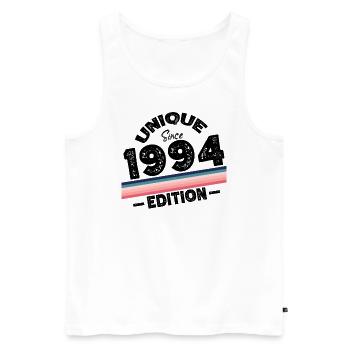 Unique depuis 1994 Edition Anniversaire Millésime 1994 - Débardeur bio Premium Homme - blanc - Devant - Michal (187cm)