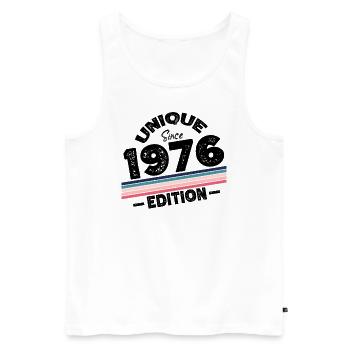 depuis 1976 Edition Anniversaire Millésime 1976 - Débardeur bio Premium Homme - blanc - Devant - Michal (187cm)