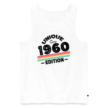 Unique depuis les années 1960 édition anniversaire Vintage des années 1960 - Débardeur bio Premium Homme - blanc - Devant - Michal (187cm)