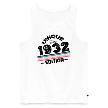 Unique depuis 1932 Edition Anniversaire Millésime 1932 - Débardeur bio Premium Homme - blanc - Devant - Michal (187cm)