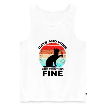 Cats And Wine Make Everything Fine - Men's Premium Organic Tank Top - white - Front - AI Model Male 178 light (178cm)