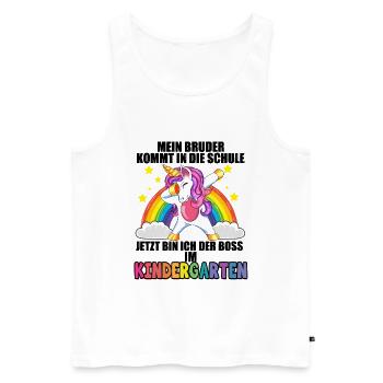 Mein Bruder Kommt In Die Schule Kindergarten Boss - Männer Premium Bio Tank Top - Weiß - Vorne - Michal (187cm)