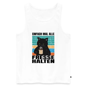 Einfach Mal Alle Fresse Halten - Männer Premium Bio Tank Top - Weiß - Vorne - Michal (187cm)