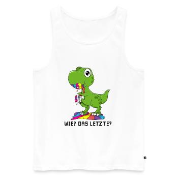 Wie das letzte Einhorn T-rex isst Einhorn Dino - Männer Premium Bio Tank Top - Weiß - Vorne - Michal (187cm)
