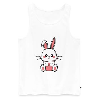 Lapin mignon - Débardeur bio Premium Homme - blanc - Devant - AI Model Male 178 light (178cm)