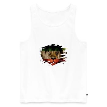 Persia Flag & African Lion Picture - Men's Premium Organic Tank Top - white - Front - AI Model Male 178 light (178cm)