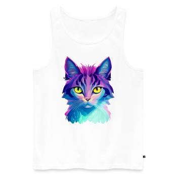 Cat Colorful - Men's Premium Organic Tank Top - white - Front - Michal (187cm)