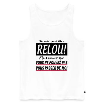 Je suis peut être relou humour design homme - Débardeur bio Premium Homme - blanc - Devant - AI Model Male 178 light (178cm)