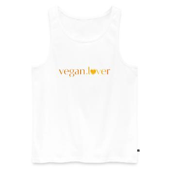 Vegan lover orange heart - Men's Premium Organic Tank Top - white - Front - Michal (187cm)