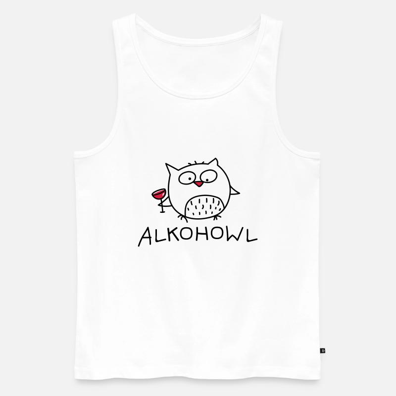 Eule mit Alkohol - Männer Premium Bio Tank Top - Weiß