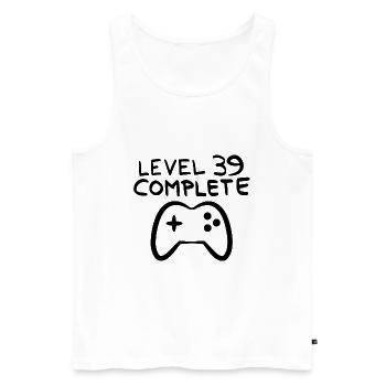 Level 39 abgeschlossen 39.Geburtstag - Männer Premium Bio Tank Top - Weiß - Vorne - AI Model Male 178 light (178cm)