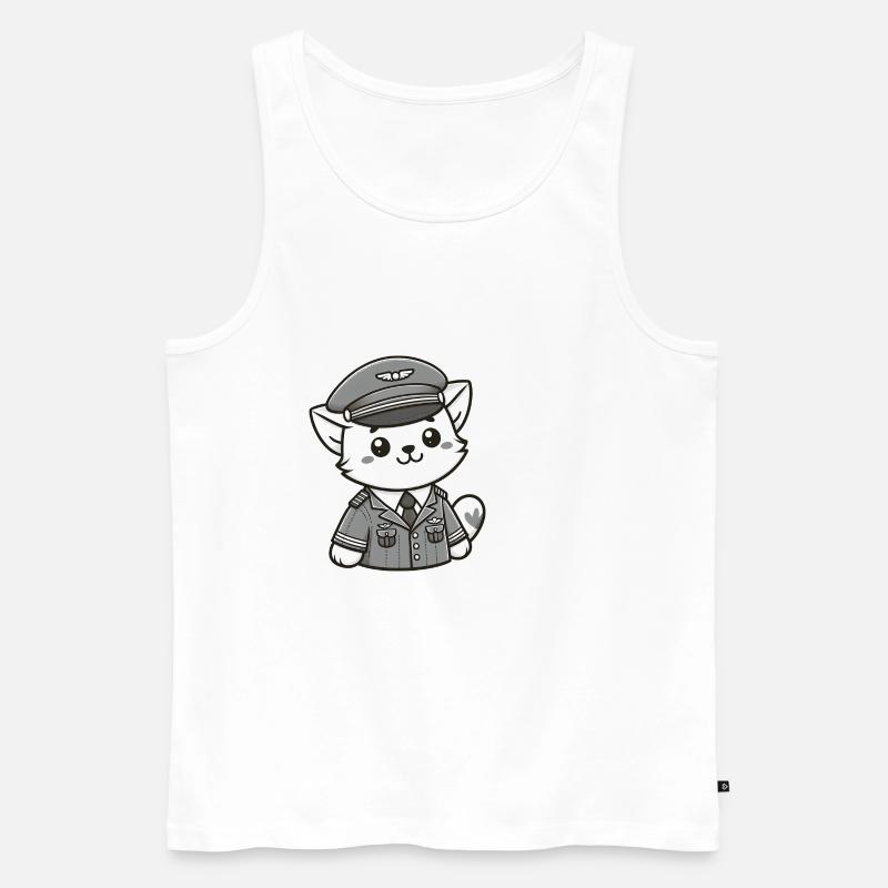 Cute Cat Pilot - Männer Premium Bio Tank Top - Weiß
